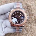 Copy Rolex Yacht Master Chocolate Dial 2-Tone Rose Gold Watch